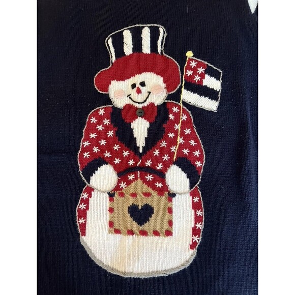 Quacker Factory Sweater Women’s Size Small Holiday Snowman Patriotic USA - Picture 3 of 9